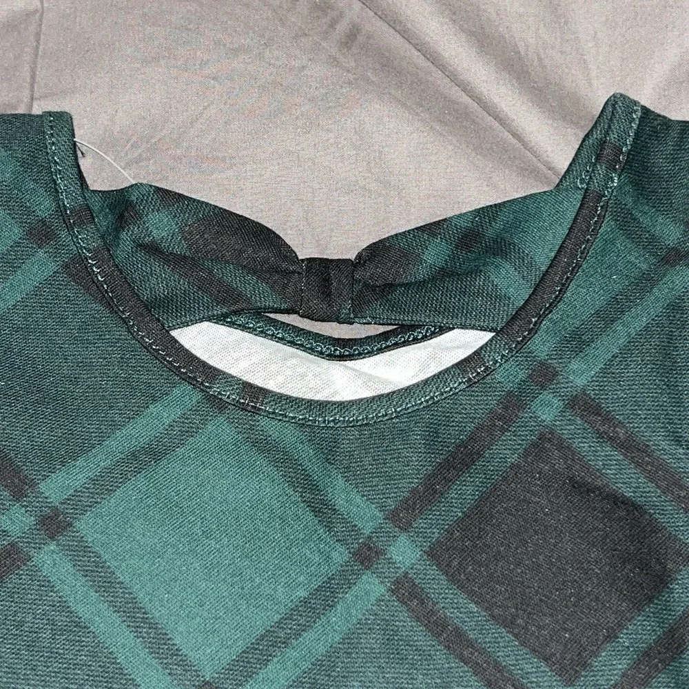 Children's Place Baby Girl's 9-12 Months Holiday Dress Green‎ Plaid Long Sleeve - Picture 4 of 8
